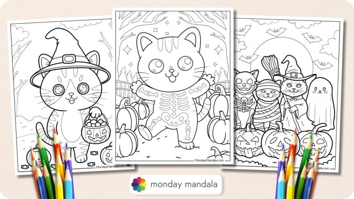 Halloween Cat Coloring Pages Featured Image