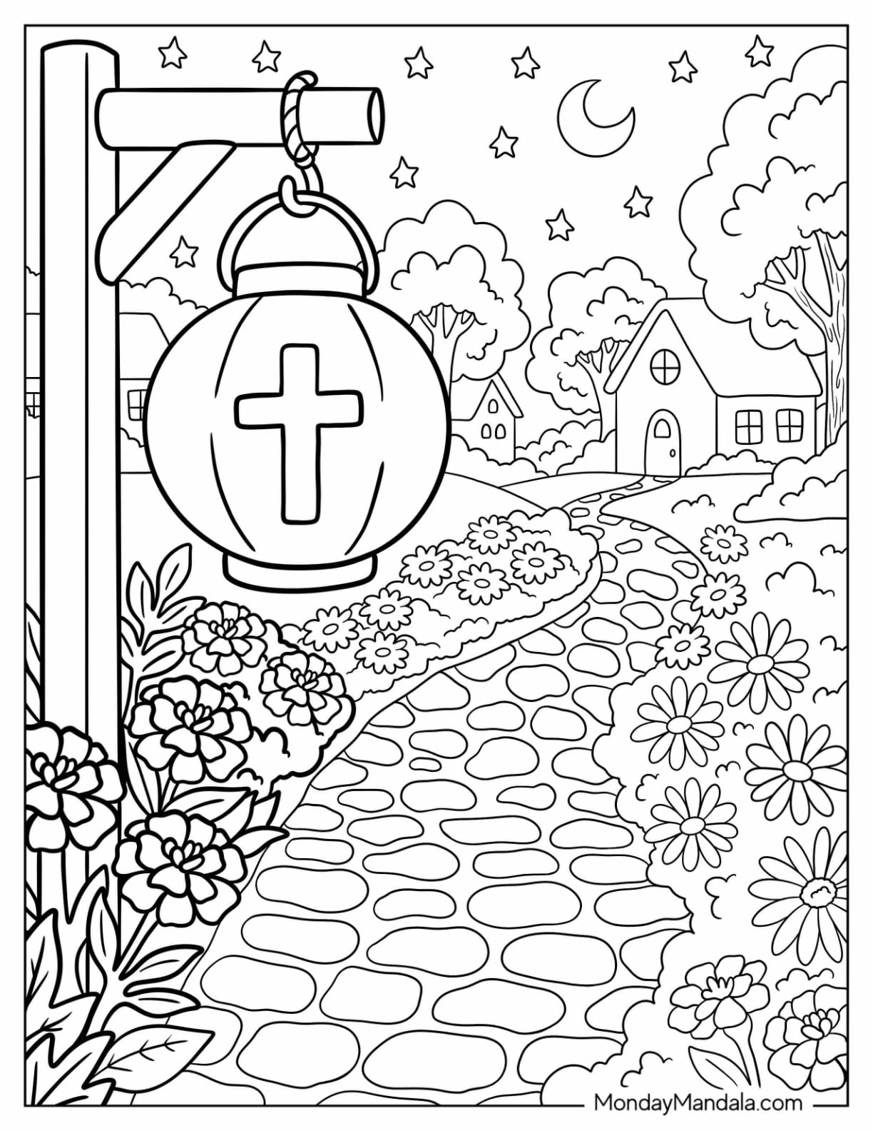 v of Lantern with Cross on the Driveway