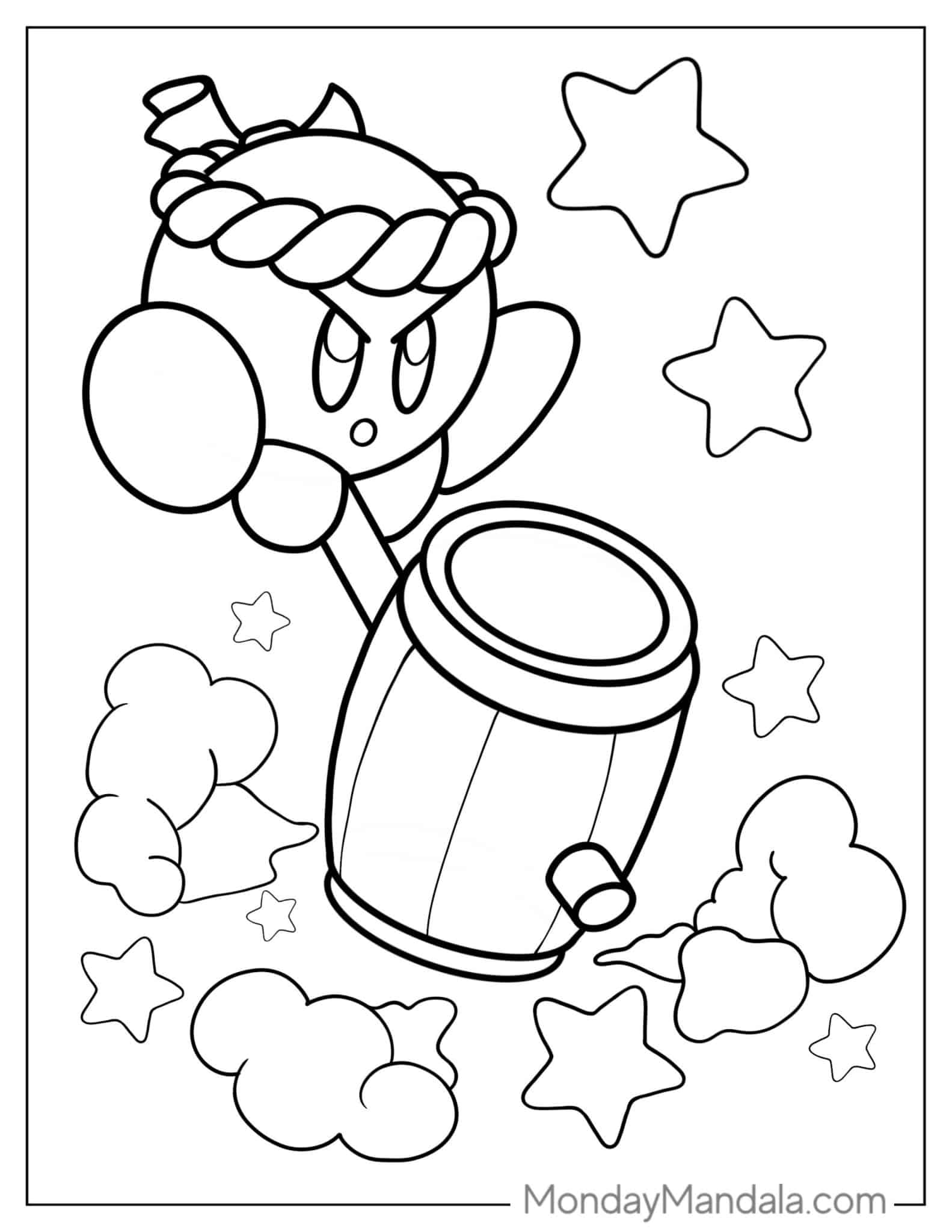 28 Kirby Coloring Pages Free PDF - Hammer Kirby Coloring Page 1583x2048