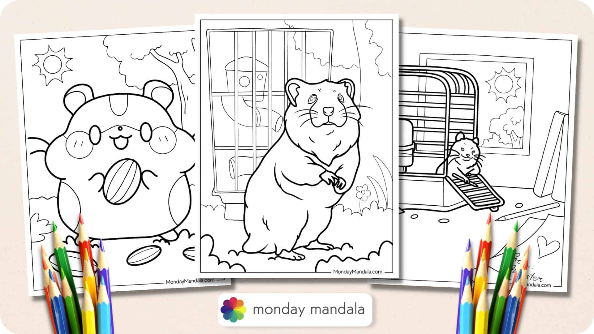 cute girl hamster coloring pages