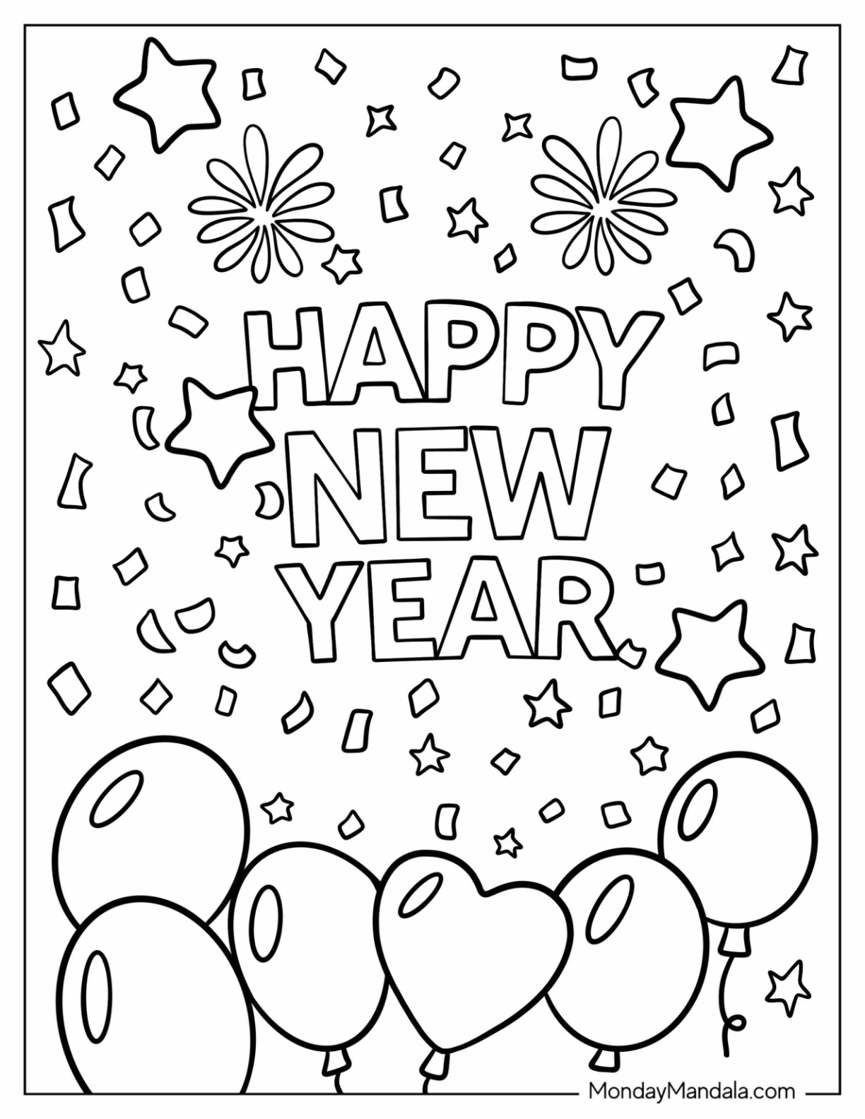 32 New Year Coloring Pages Free PDF Printables 