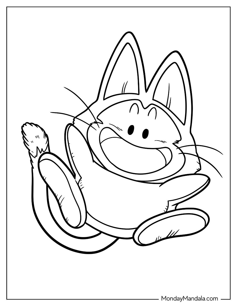 Happy Puar Jumping Dragon Ball Z Coloring Page For Kids