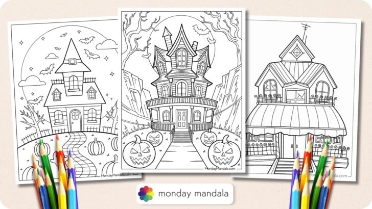 Haunted House Coloring Pages Featured Image v2