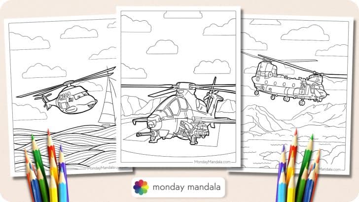 Helicopter Coloring Pages Featured Image