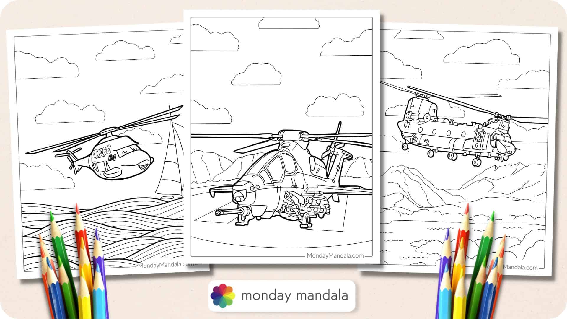 airplanes and helicopters coloring pages