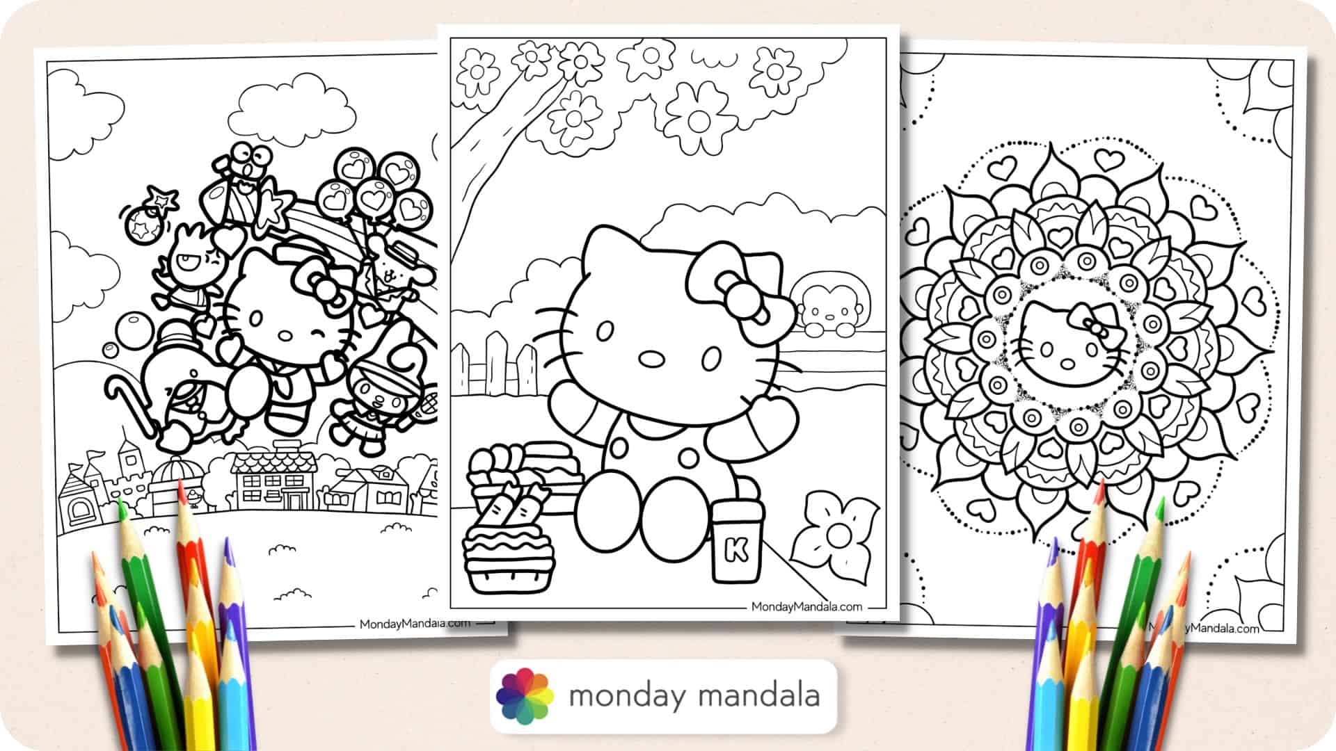 hello kitty classroom coloring page