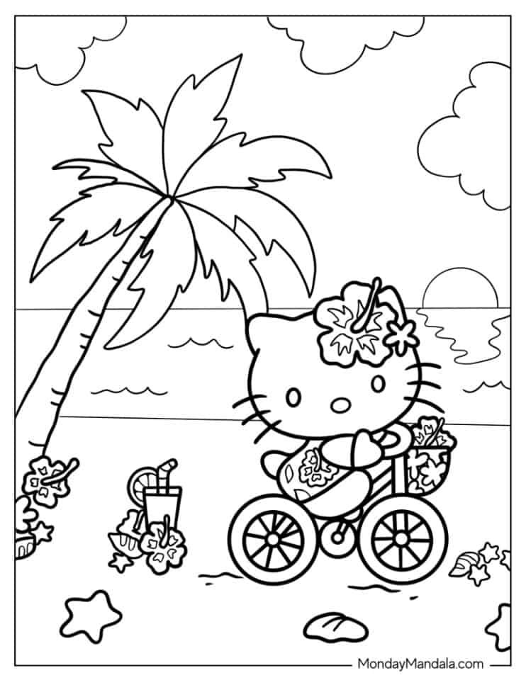 Hello Kitty Coloring Sheet Summer