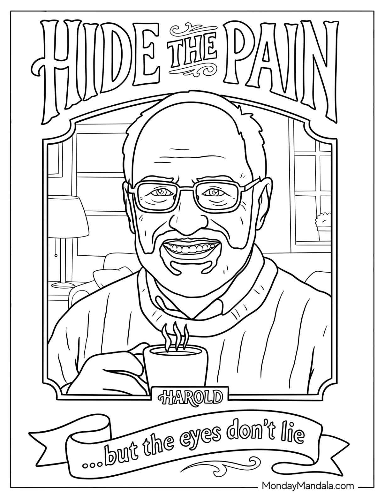 Hide the Pain Guy Meme Coloring Page