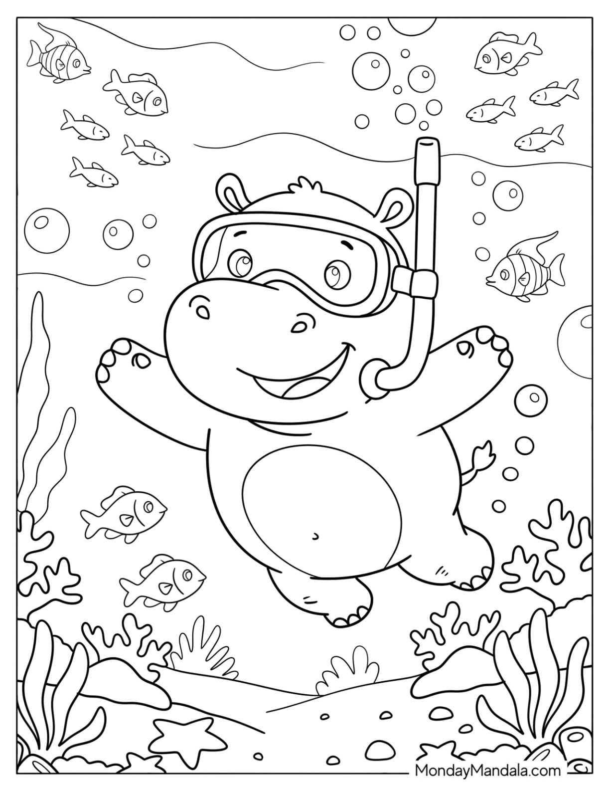 Hippo Snorkeling Under the Sea
