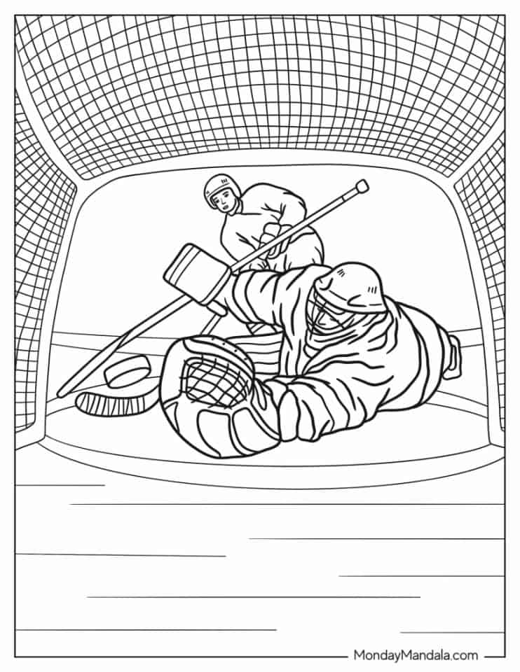 22 Hockey amp NHL Coloring Pages - Hockey Player Scoring A Goal To Color 742x960