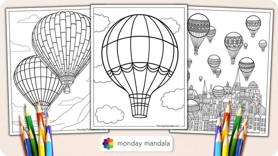 41 Hot Air Balloon Coloring Pages (Free PDF Printables)