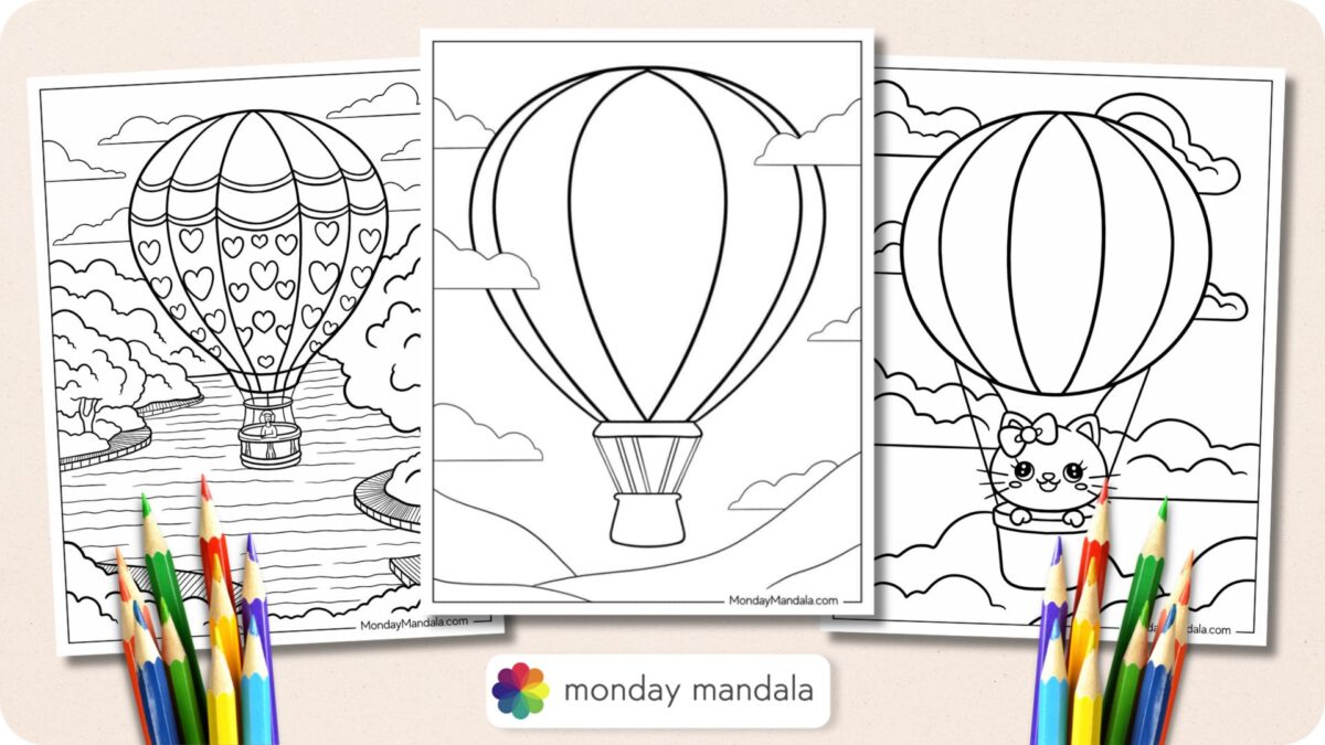 41 Hot Air Balloon Coloring Pages (Free PDF Printables)