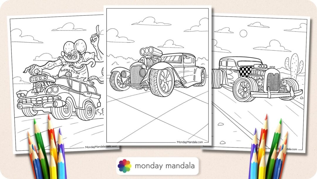 20 Hot Rod Coloring Pages (Free PDF Printables)
