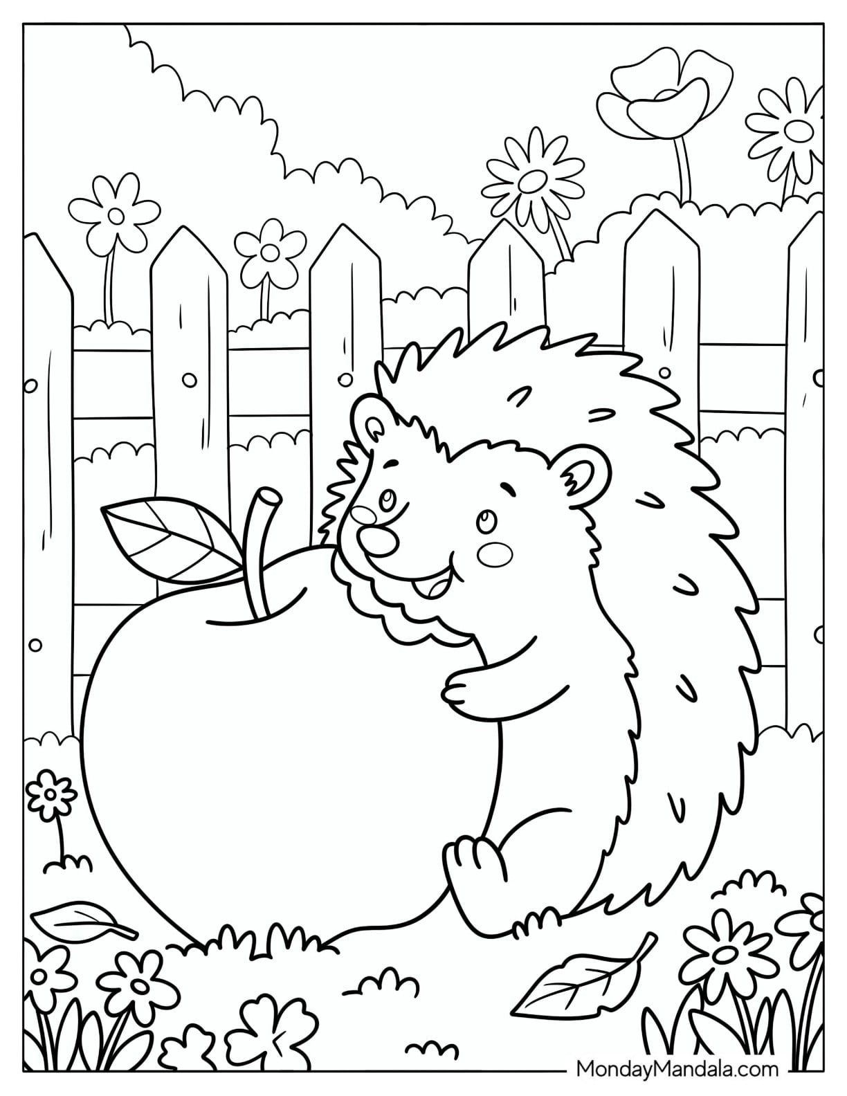 Hungry Hedgehog Eating an Apple