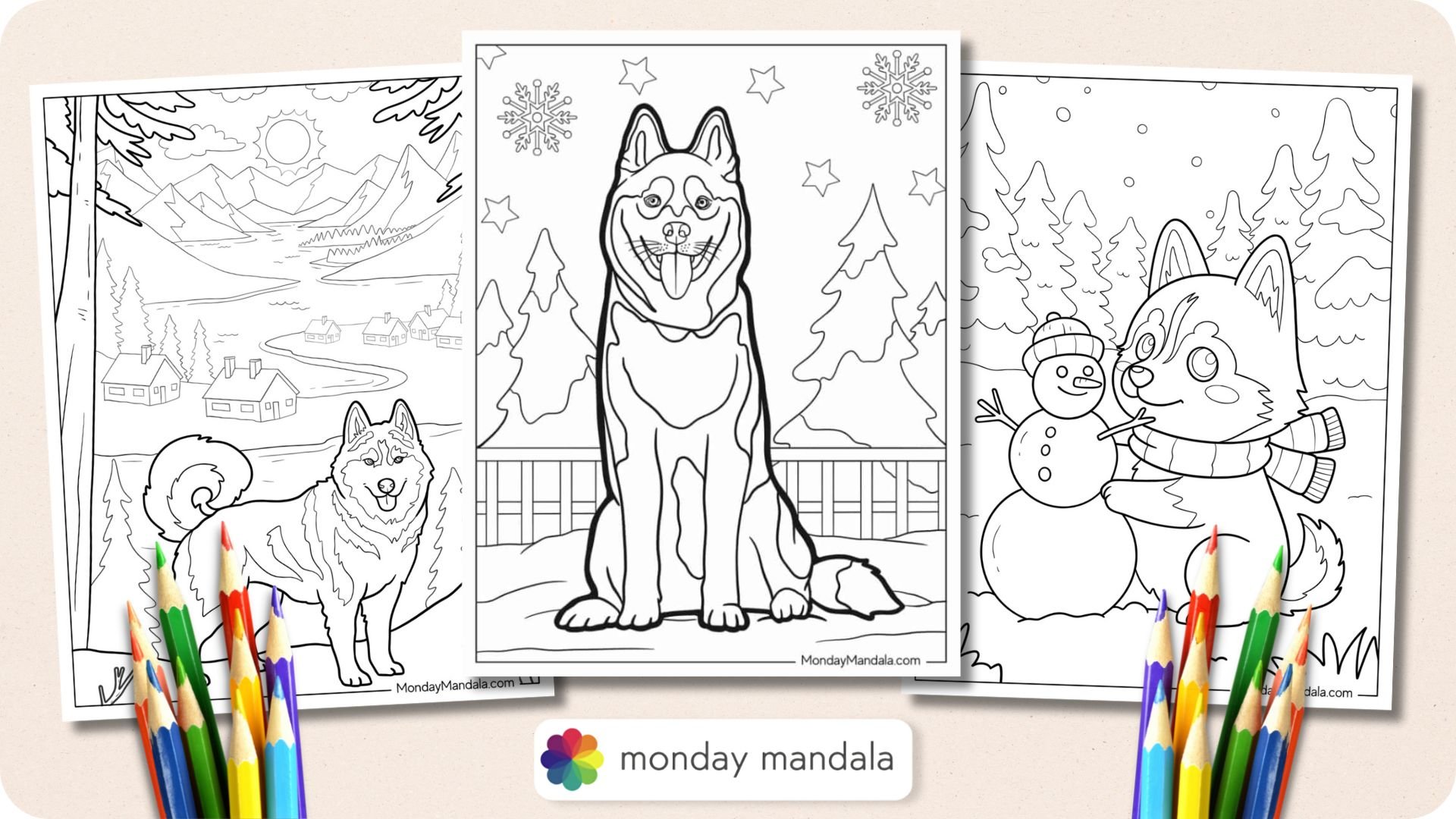 Husky Coloring Pages Featured Image v3
