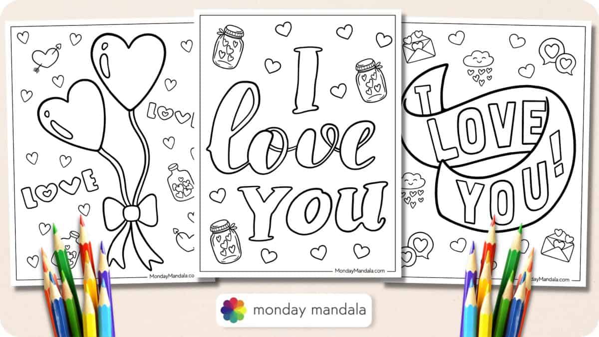 22 I Love You Coloring Pages (Free PDF Printables)