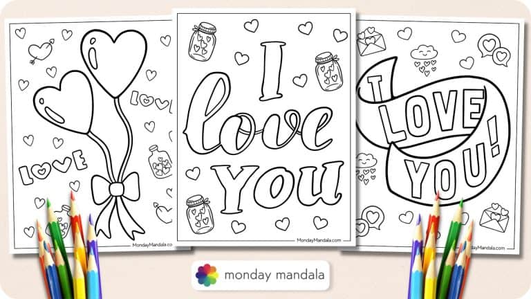 22 I Love You Coloring Pages (Free PDF Printables)