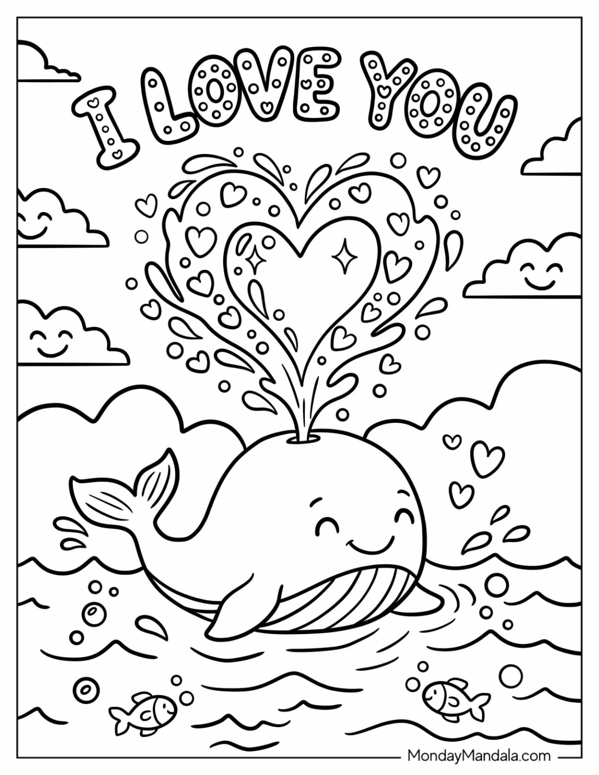 I Love You Whale Spraying Heart Water