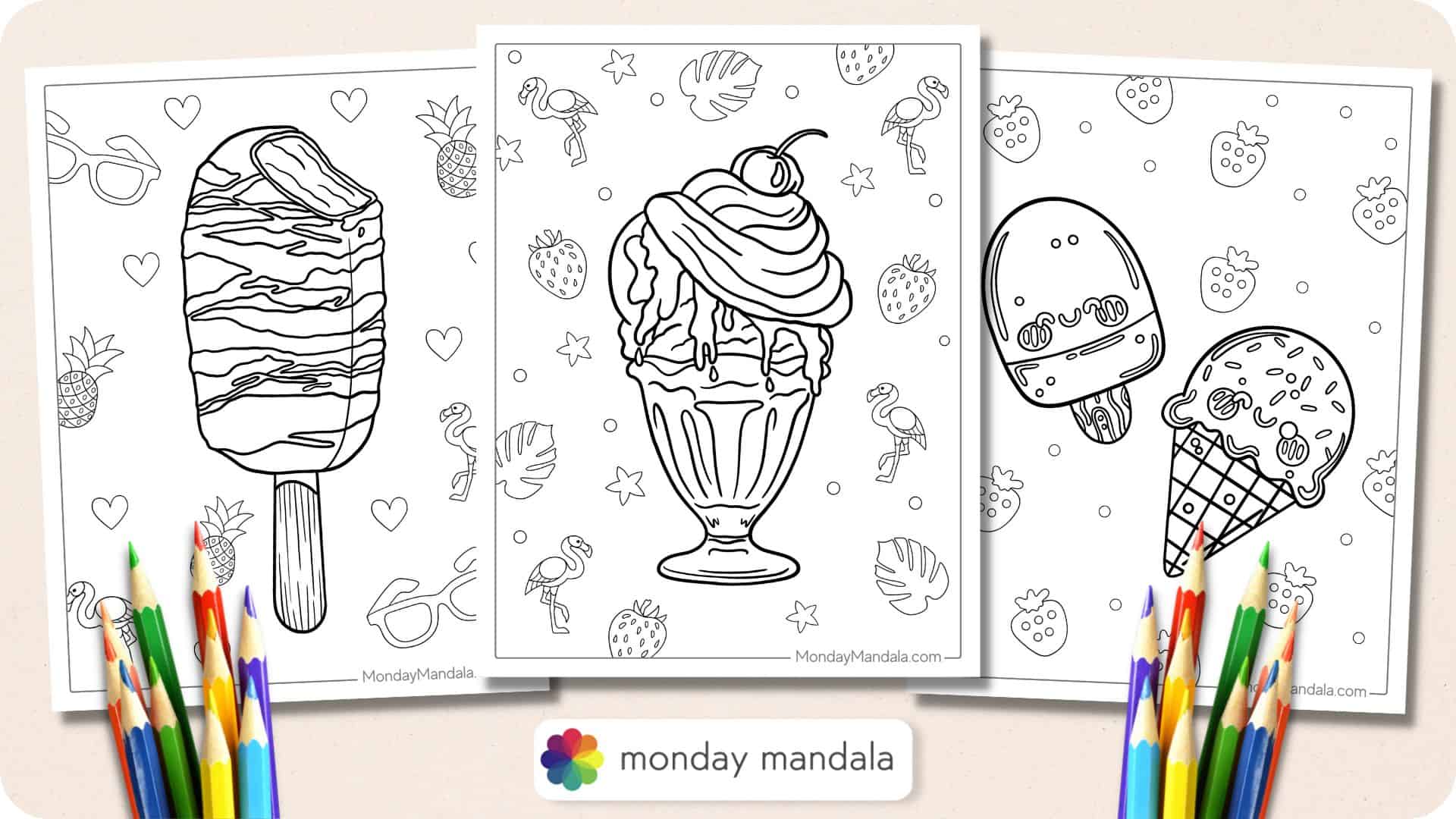 children eating ice cream coloring pages