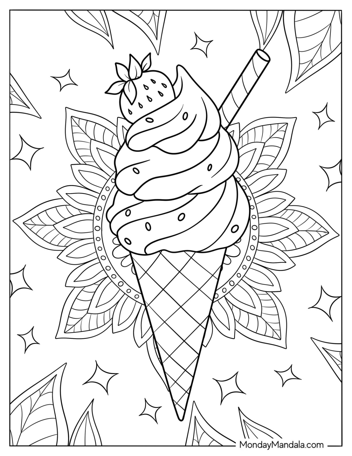 Ice Cream Cone Coloring Sheet