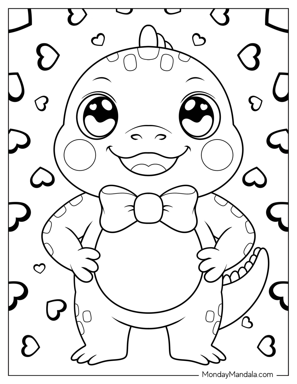 Iguana Coloring Page Gentleman with Bowtie