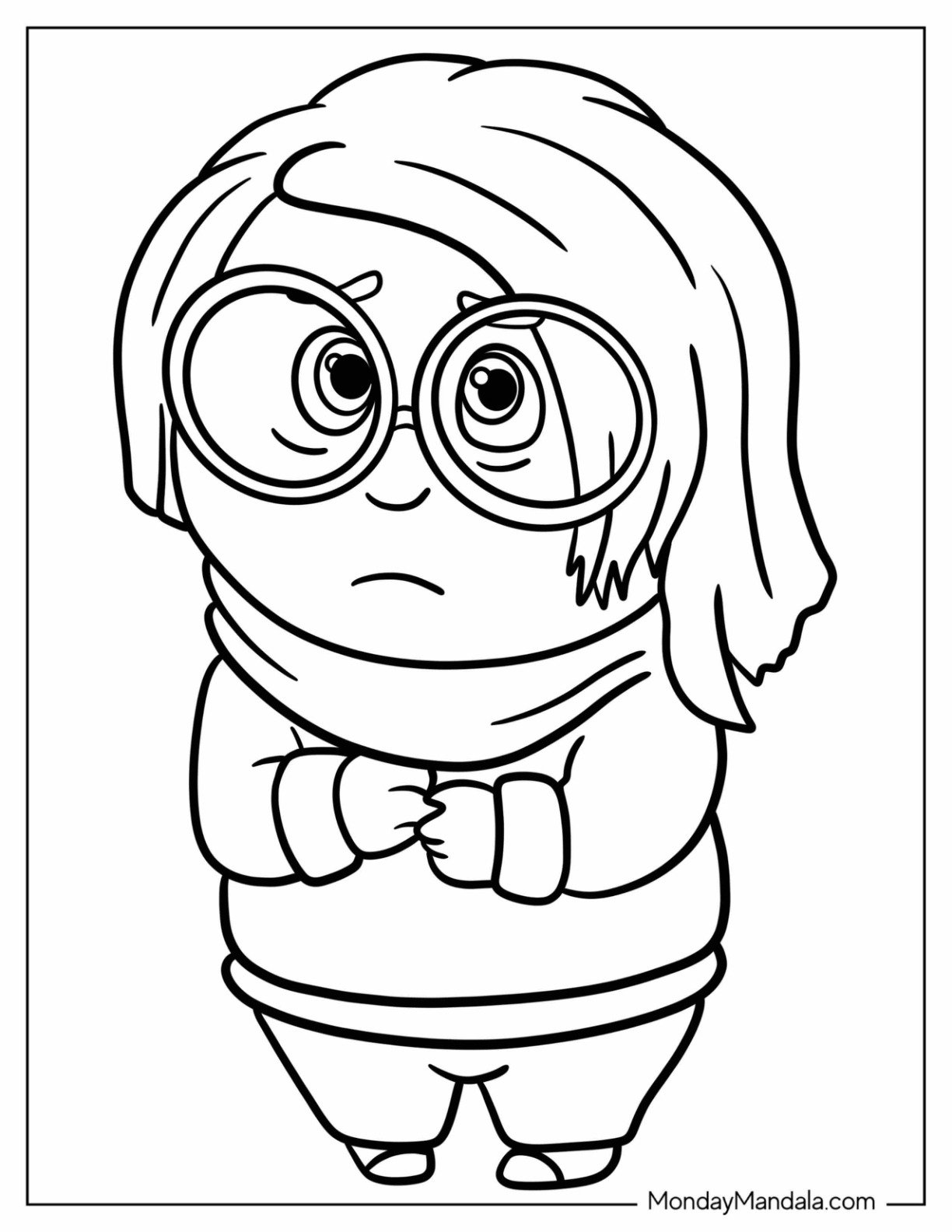 Sad Coloring Page Of Inside Out Sadness For Kids