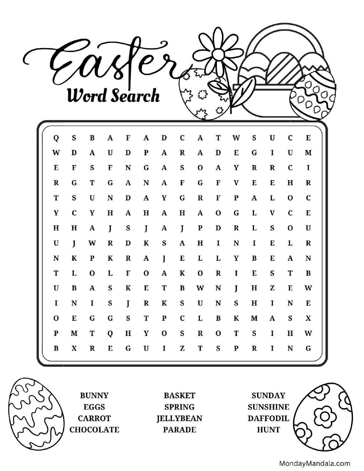 Intermediate Level Easter Word Search