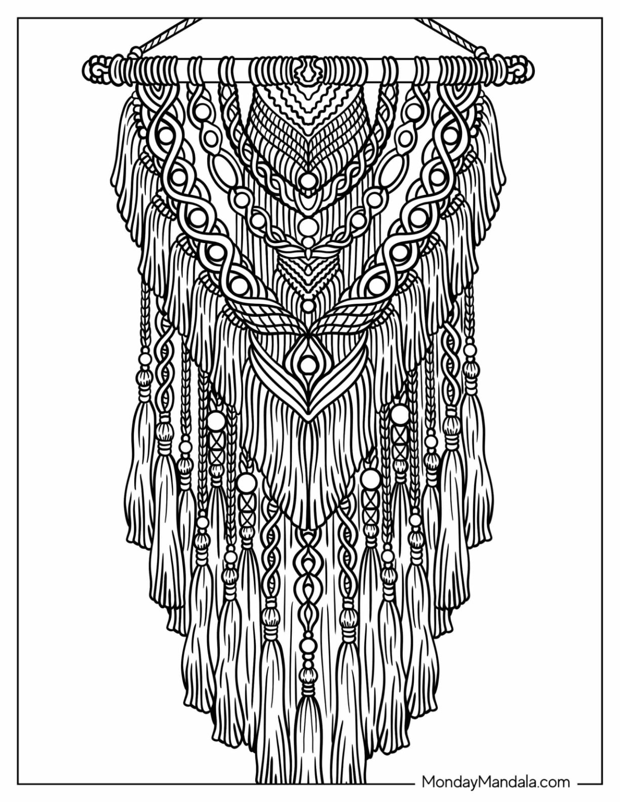 Intricate Boho Macramé Wall Hanging with Beads and Tassels