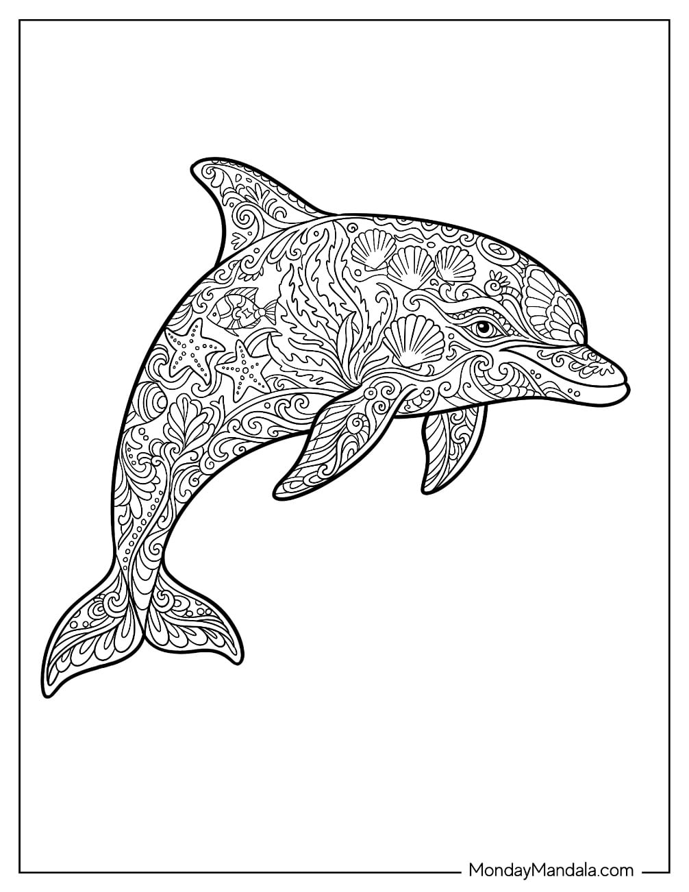 Intricate Dolphin with Ocean Patterns
