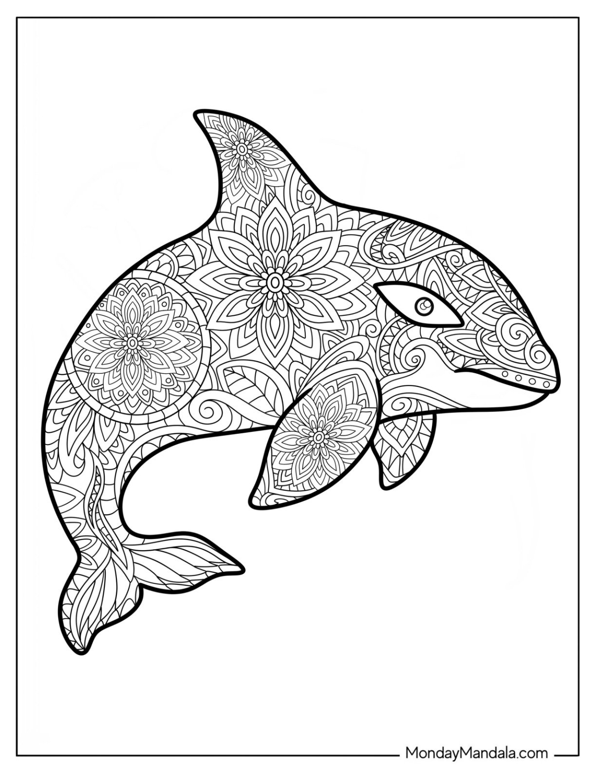 Intricate Orca Mandala with Decorative Lotus Pattern