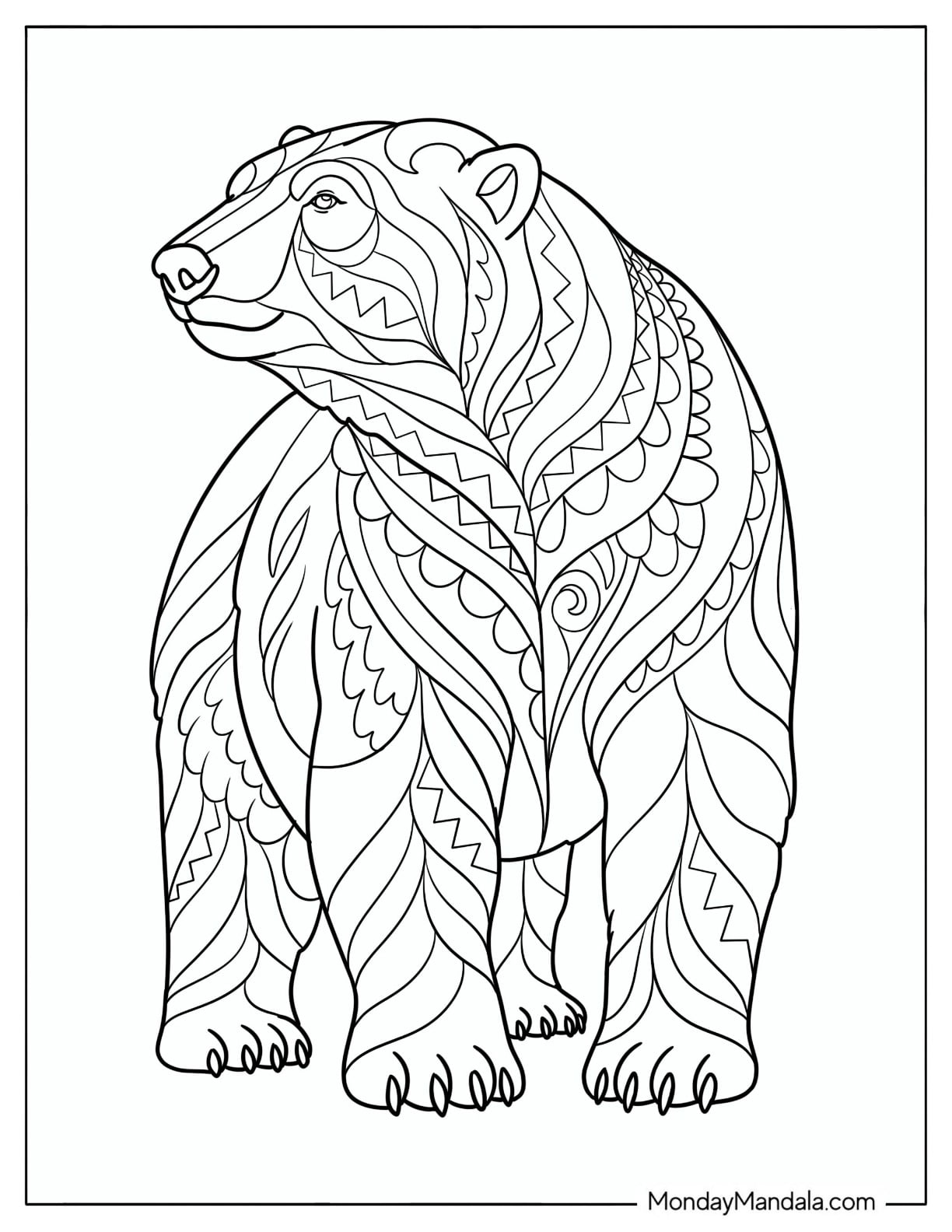 Intricate Polar Bear Mandala with Elegant Pattern