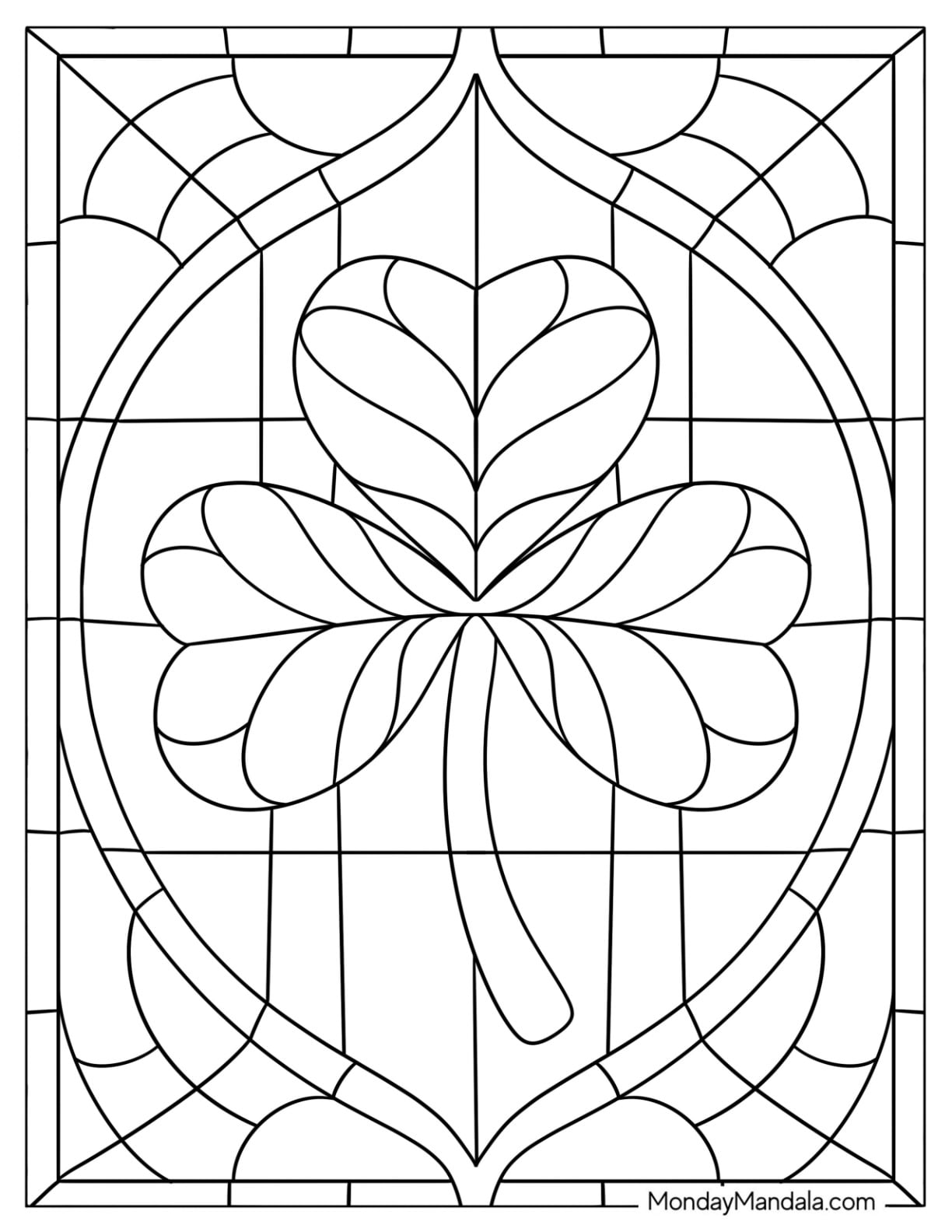 Intricate Shamrock Coloring Page Stained Glass