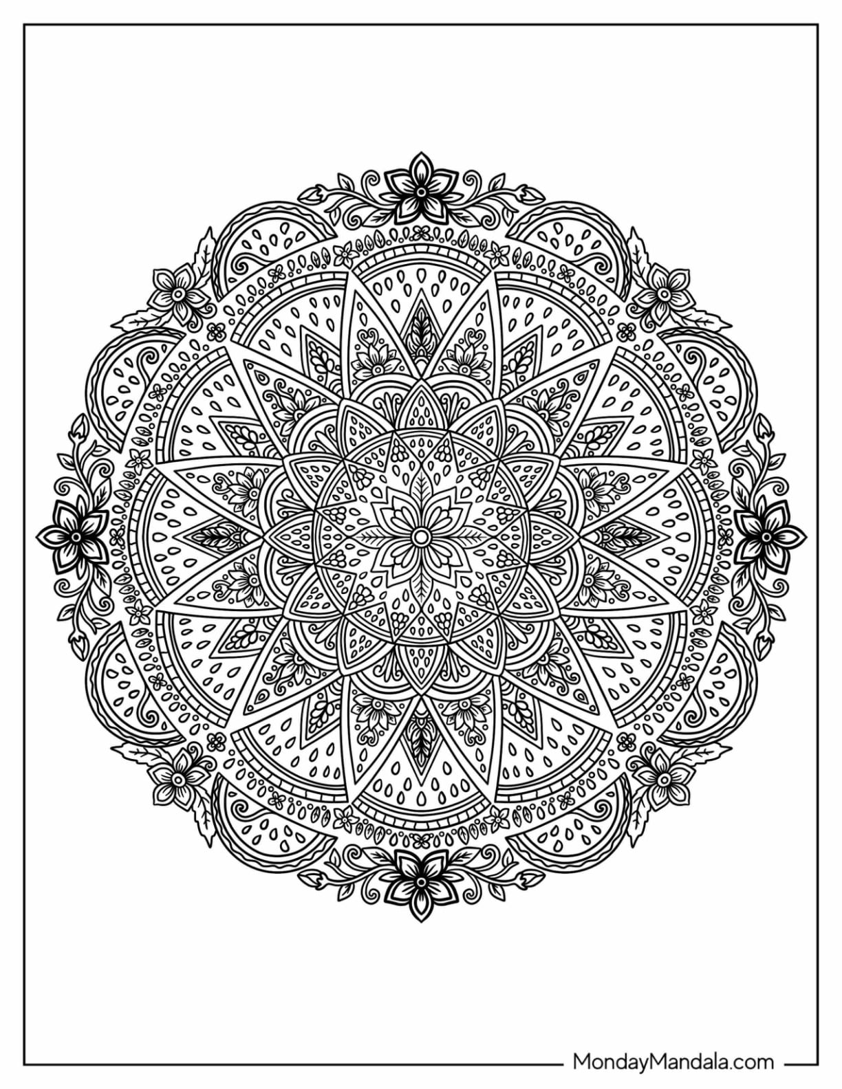 Intricate Watermelon Slice Mandala with Floral Details