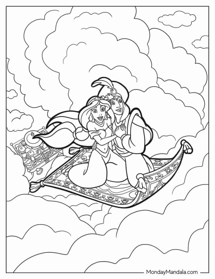 30 Aladdin & Jasmine Coloring Pages (Free PDF Printables)