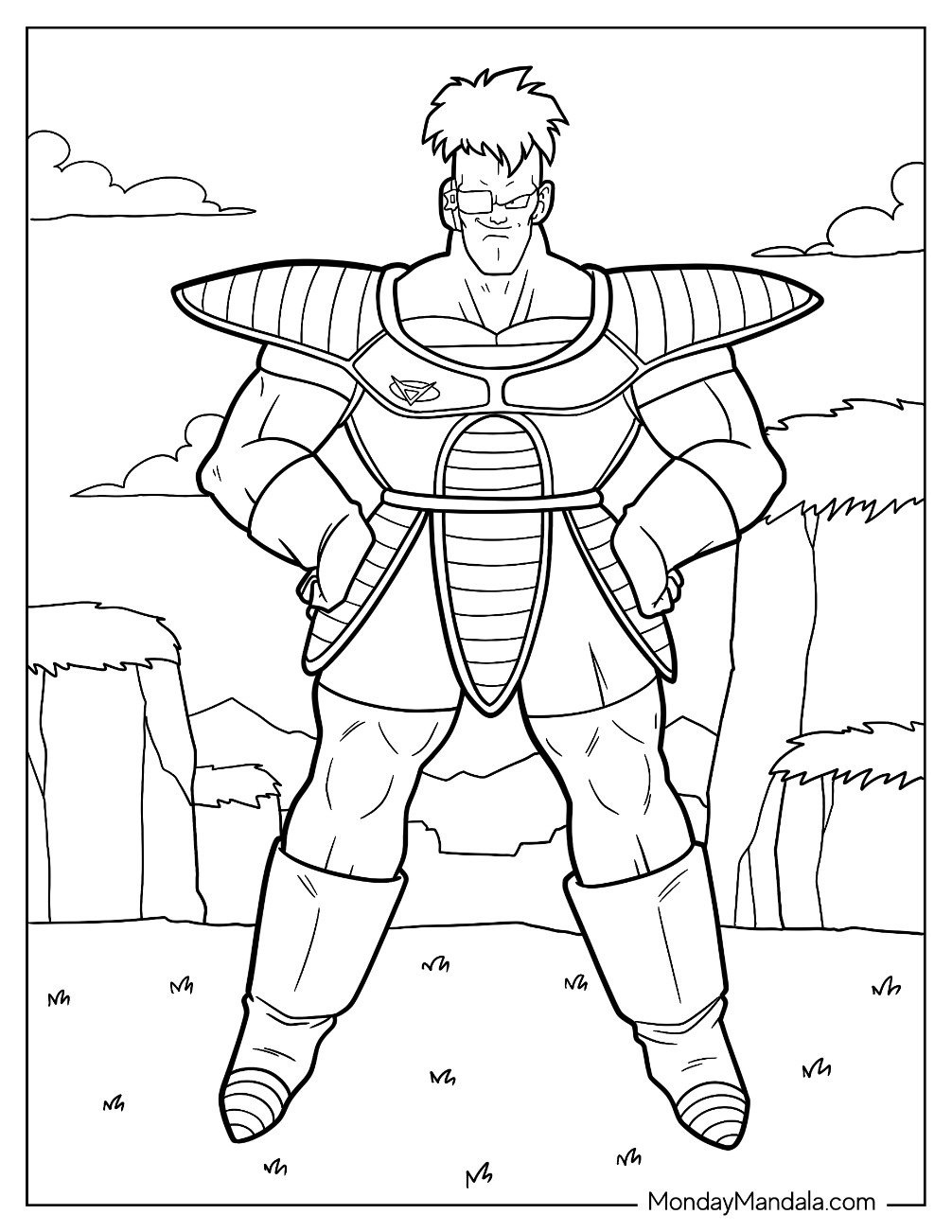 Dragon Ball Z Coloring Page Of Jeice in Ginyu Force Armor Dragon Ball Z