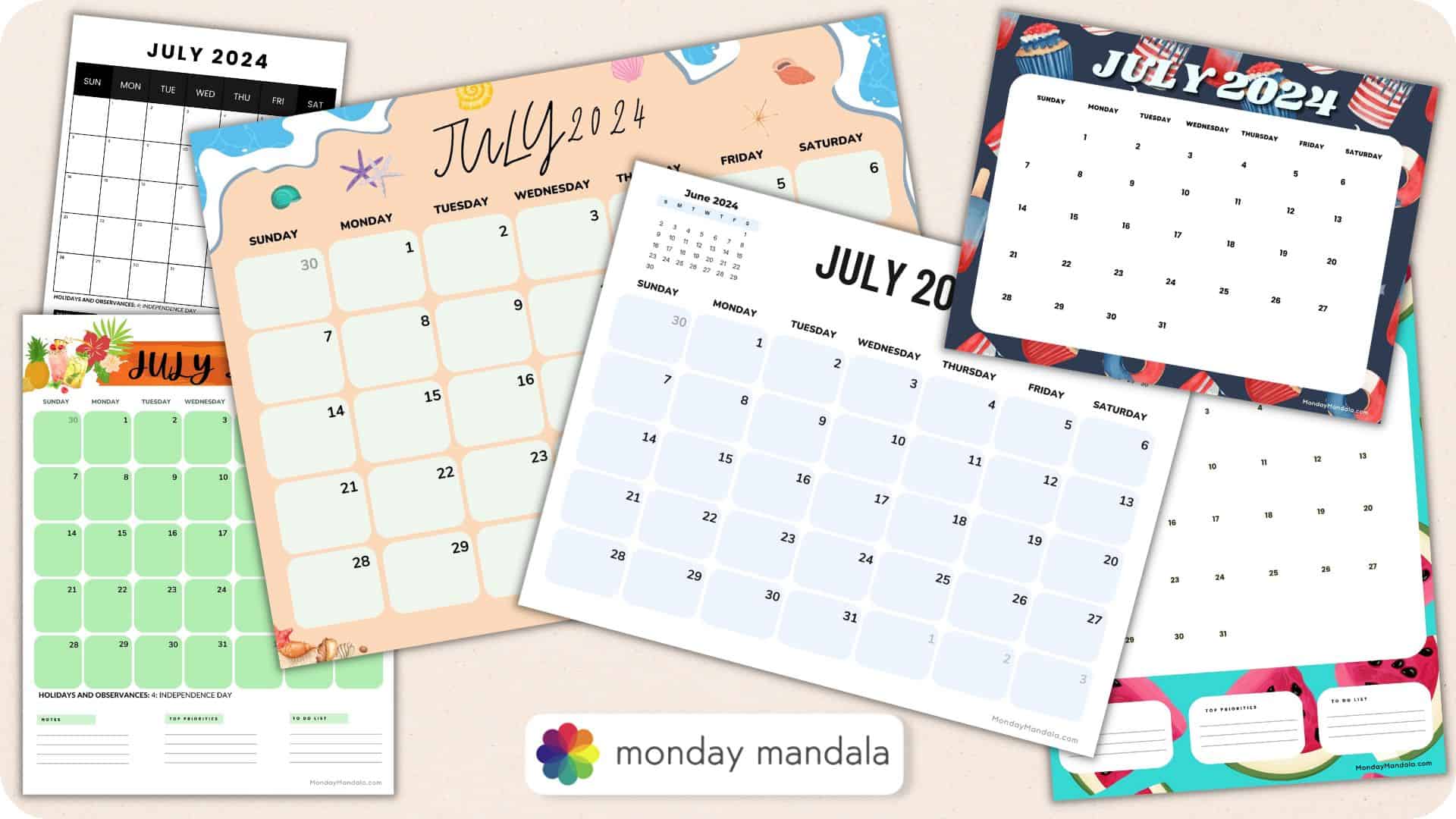 Printable July Calendar 2024 Free Cute Dori Nancie