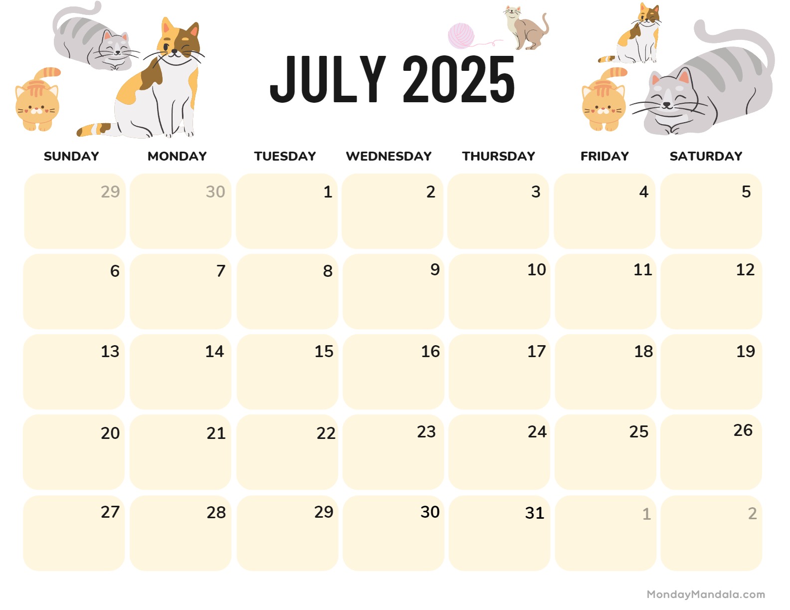 July 2025 Printable Calendar 52 Free PDF Printables 