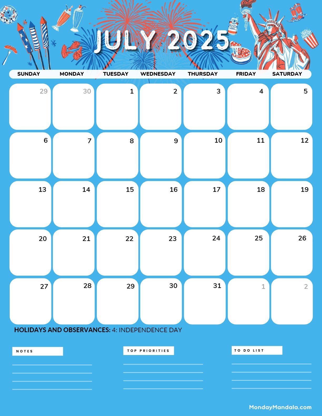 July 2025 Printable Calendar (52 Free PDF Printables)
