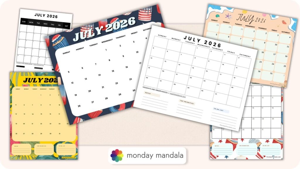 July 2026 Calendars Featured Image
