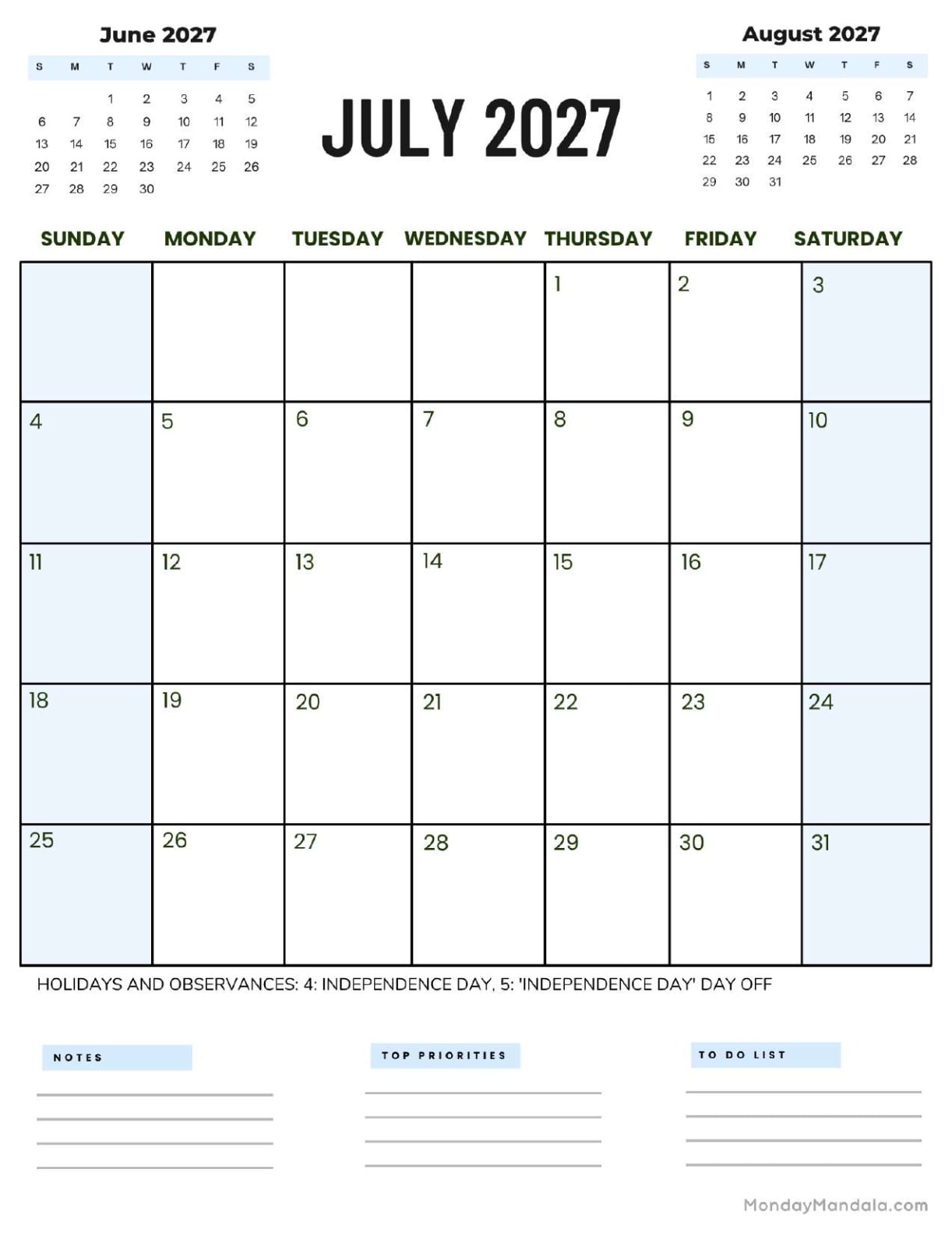 July 2027 Calendar Printable Corporate2 Portrait