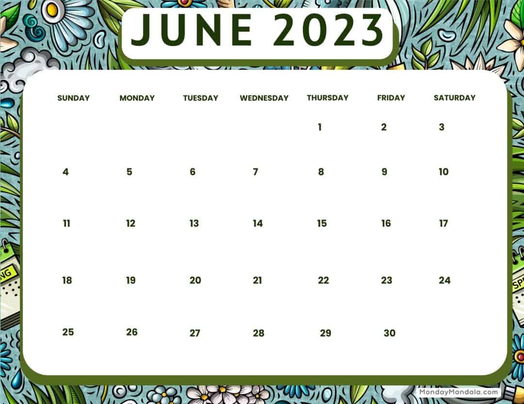 June 2023 Calendar (52 Free PDF Printables)