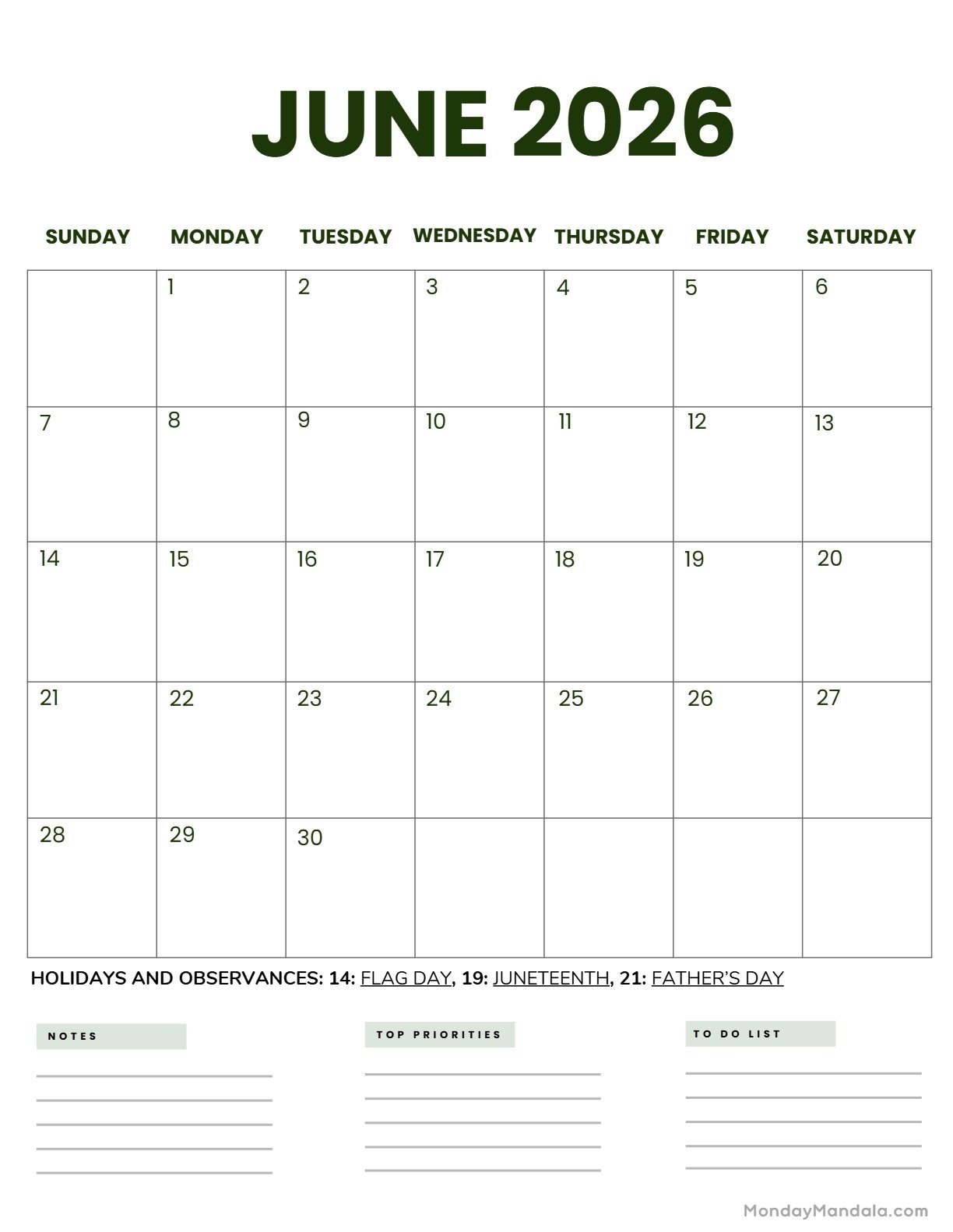 June 2026 Calendar Printable Business2 Portrait v2