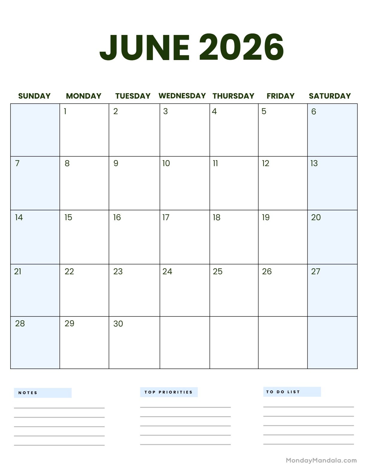 June 2026 Calendar Printable Business3 Portrait v2