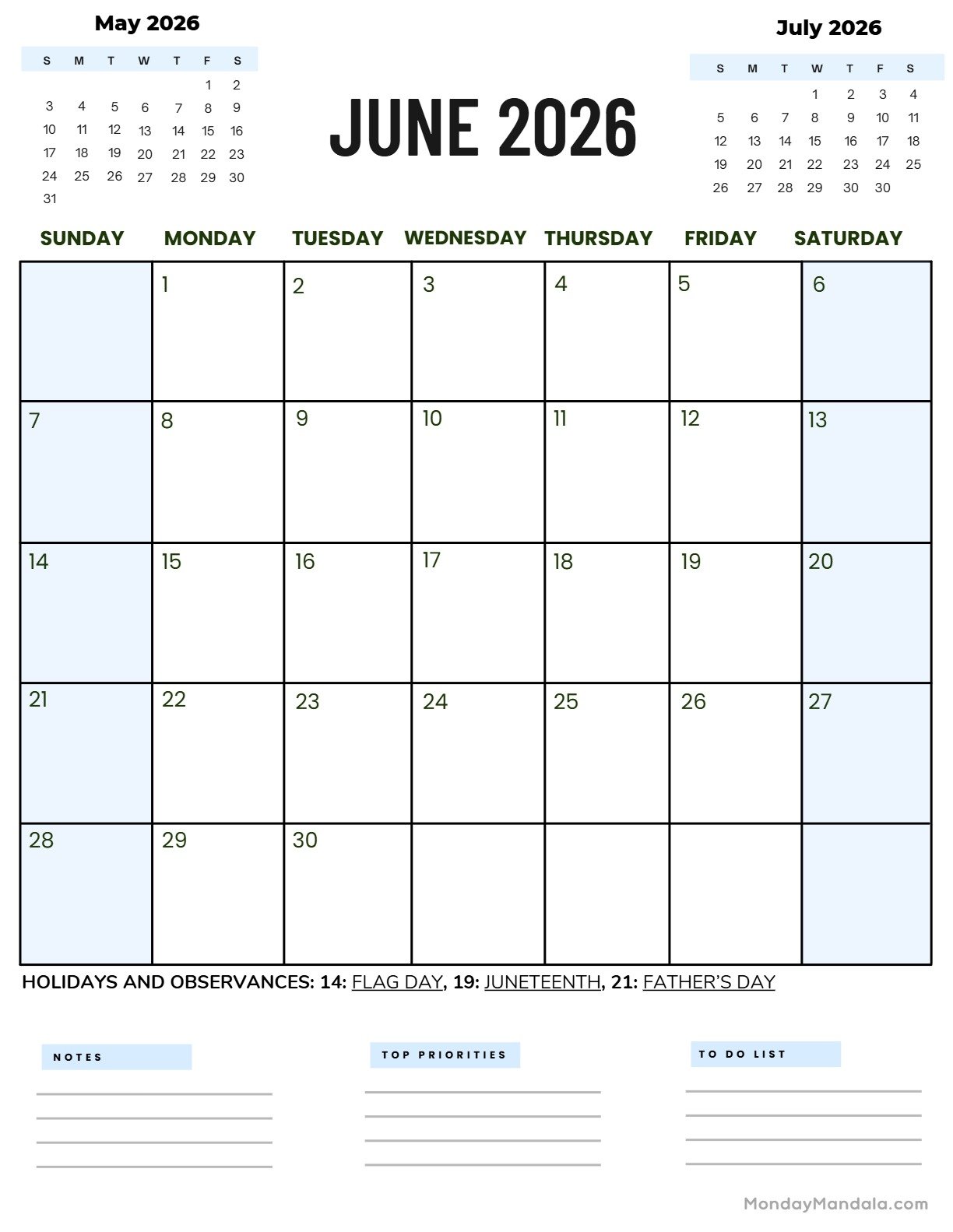 June 2026 Calendar Printable Corporate2 Portrait v2