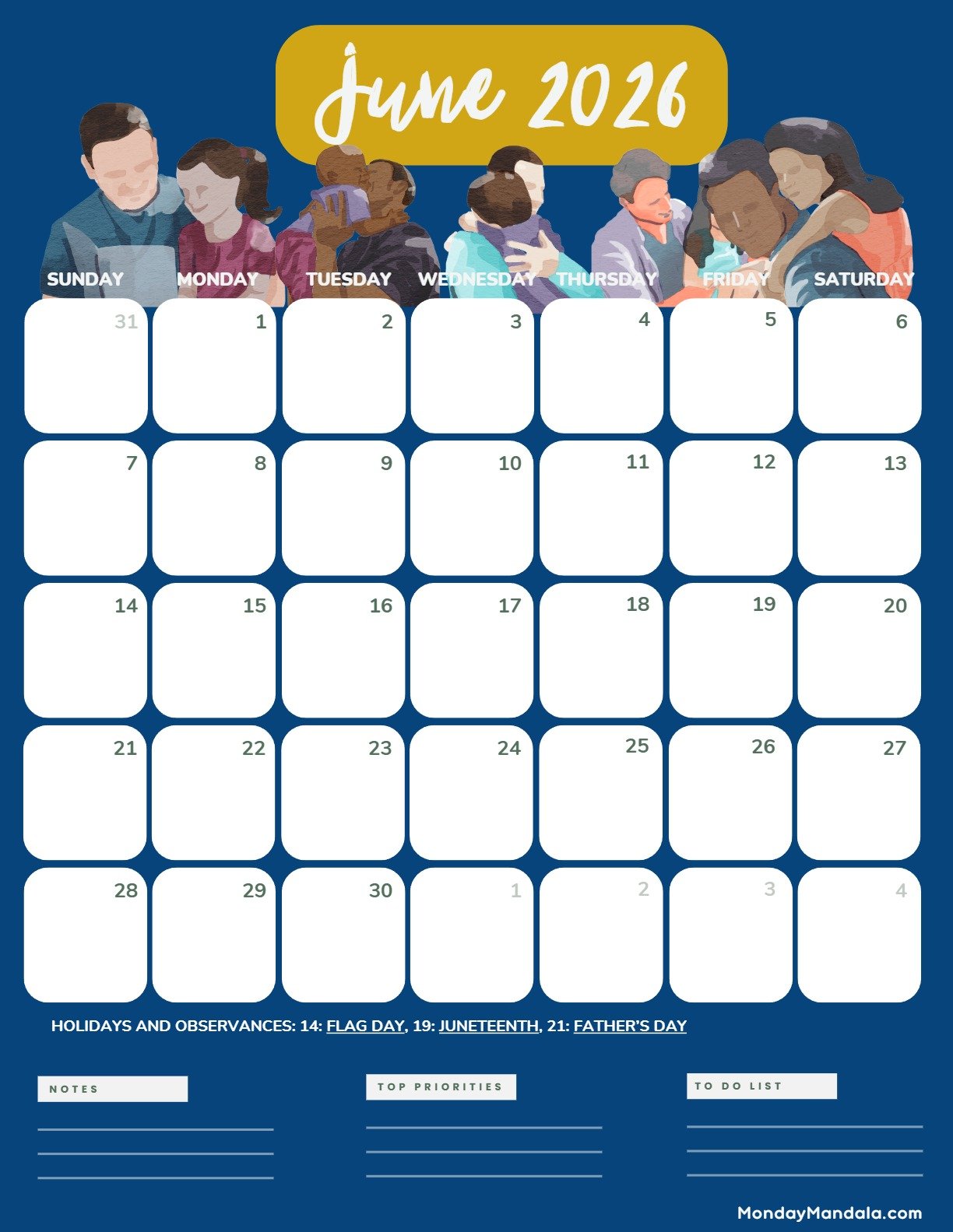 June 2026 Calendar Printable Fathers Dv2ay 3 Portrait