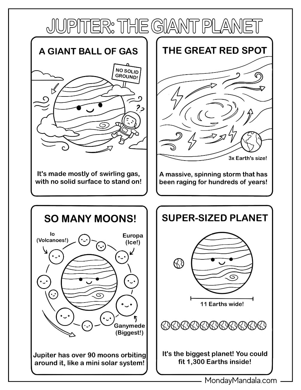 Solar System Coloring Page of Jupiter the Giant Planet
