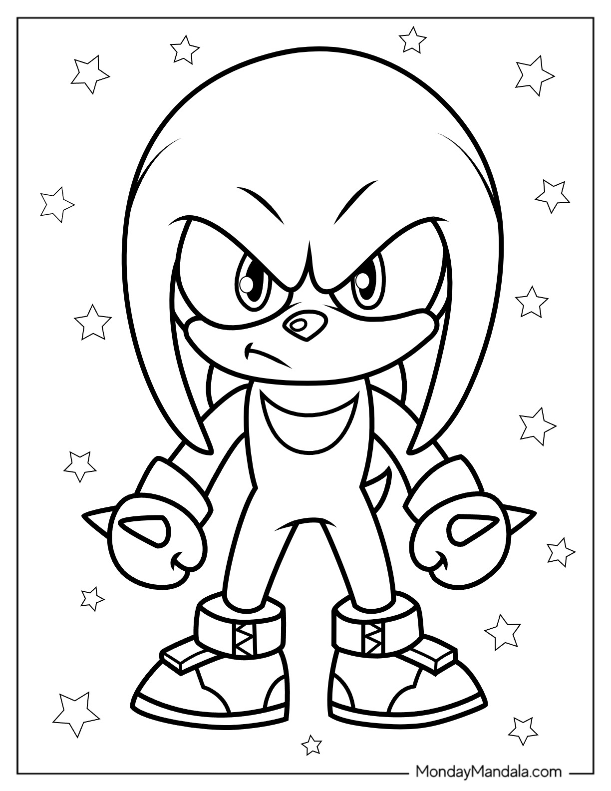 Sonic Knuckles Coloring Page Sonic Knuckles Coloring Page