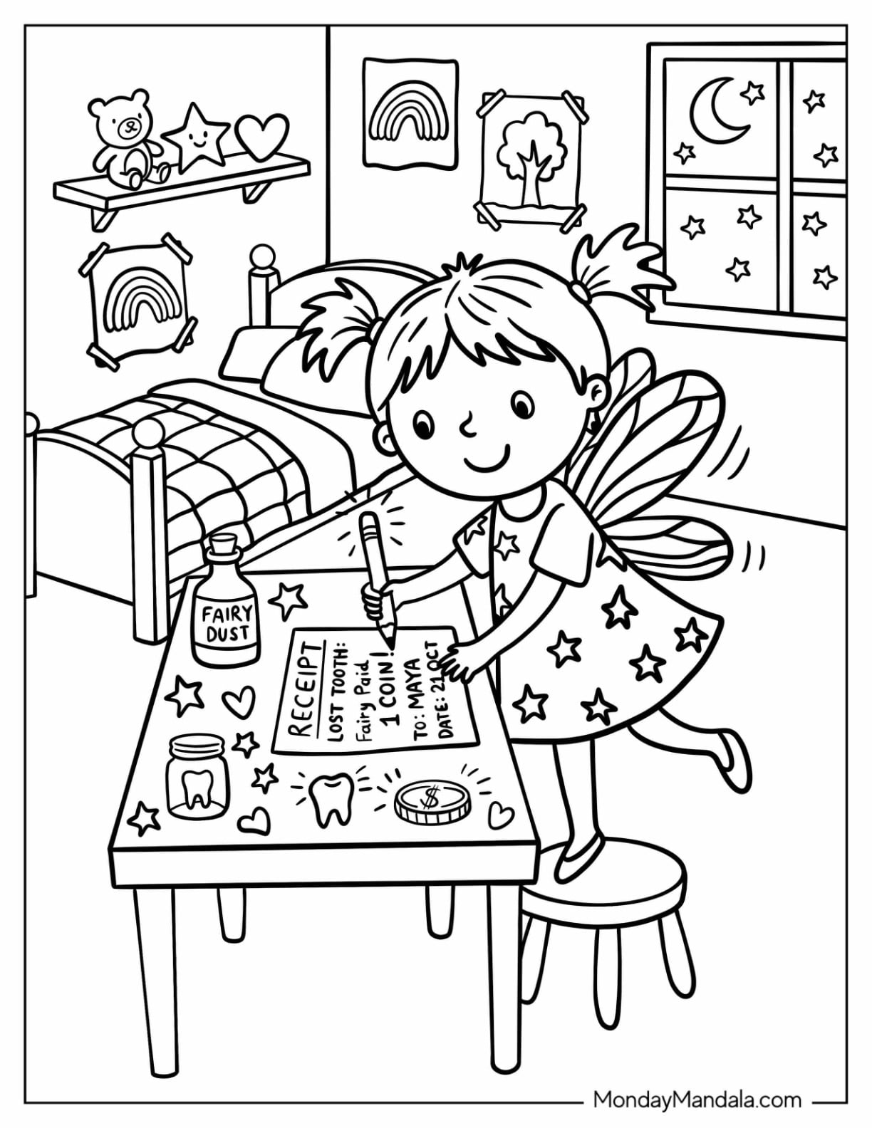 Kawaii Tooth Fairy Making a Lost Tooth Poster