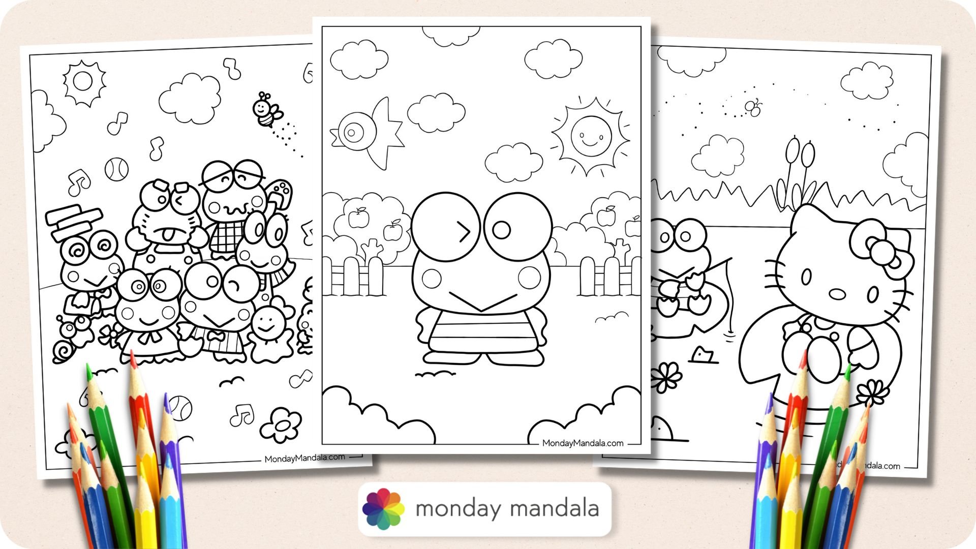 Keroppi Playing Baseball Coloring Pages - Keroppi Coloring Pages - Coloring  Pages For Kids And Adults