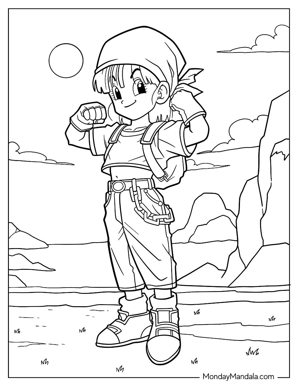 Dragon Ball Z Coloring Page Of Kid Trunks Ready to Fight For Kids